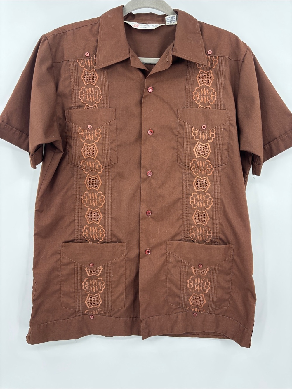Vintage 70s Romani Collection Perry Ellis Iconic Cuban Guayabera Wedding Shirt